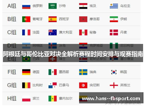 阿根廷与哥伦比亚对决全解析赛程时间安排与观赛指南 阿根廷与哥伦比亚对决全解析赛程时间安排与观赛指南